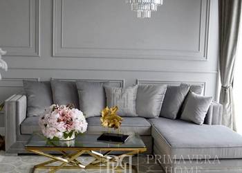 Używany, Sofa glamour narożna w stylu nowoczesnym nowojorskim szara na sprzedaż  Biała Podlaska