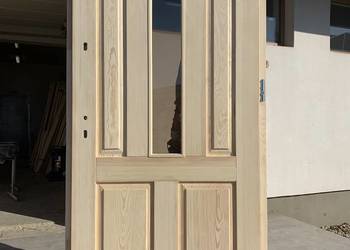 Drzwi zewnętrzne drewniane ocieplane 5cm domki letniskowe na sprzedaż  Grzybno