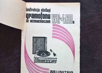 Instrukcja Obsługi Gramofonu WG 460s Unitra na sprzedaż  Wrocław