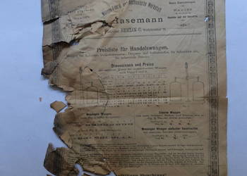 Używany, Stara reklama, A. Hasemann, Berlin, stare wagi, po 1880 na sprzedaż  Kościan