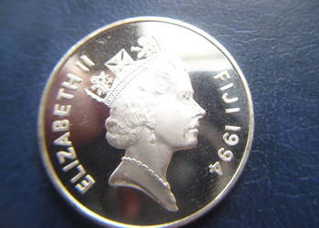 Używany, Stare monety 5 dolar 1994 Fidzi stan menniczy Srebro na sprzedaż  Lesko
