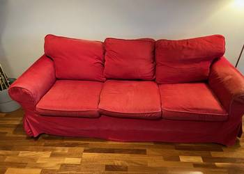 Używany, Sofa Ektorp Ikea 3 osobowa kanapa nierozkładana czerwona na sprzedaż  Dąbie