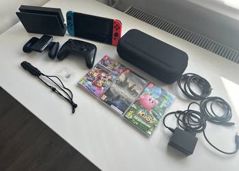 Używany, Konsola Nintendo Switch V2 wersja czerwono- niebieska- zestaw na sprzedaż  Szczecin
