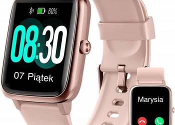 Używany, Zegarek Smartwatch POLSKI MENU wodoodporny Damski pudrowy róż na sprzedaż  Zawiercie
