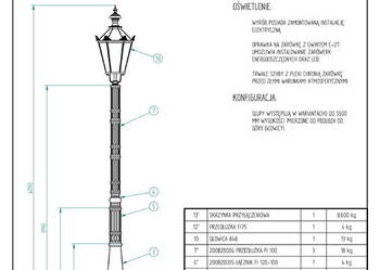 Używany, LAMPA ŻELIWNA ULICZNA H-4090mm LATARNIA TARAS OŚWIETLENIE na sprzedaż  Gołdap