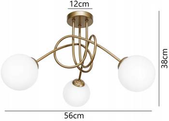 NOWOCZESNA LAMPA SUFITOWA PLAFON ŻYRANDOL ZŁOTA BIAŁE 3 KULE LOFT Polska na sprzedaż  Choroszcz