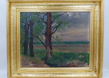 Wojciech Kossak (1856 - 1942) obraz &quot;Park w Wilanowie&quot; olej 1937 r., używany na sprzedaż  Poznań