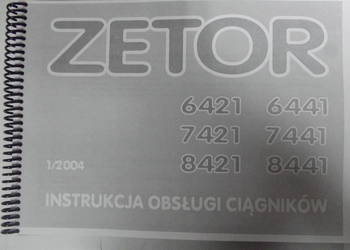 Instrukcja obsługi Zetor PROXIMA 6421,6441,7421,7441, na sprzedaż  Parczew