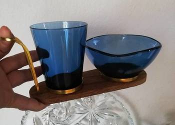 Ciemne niebieskie szkło duet na przystawki, używany na sprzedaż  Gorlice