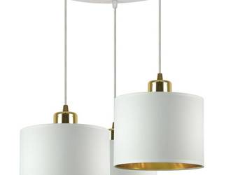 Używany, Lampa Wisząca Żyrandol Abażury Biała Złota LED potrójna na sprzedaż  Choroszcz