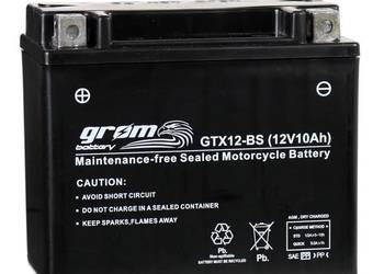Używany, Akumulator motocyklowy GROM GTX12-BS 12V 10Ah 180A L+ na sprzedaż  Szczecin