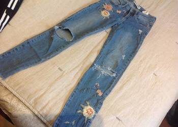 Używany, Spodnie jeans Tally Weijl r / XXS Dziury Haft  Kwiaty na sprzedaż  Nowa Sól