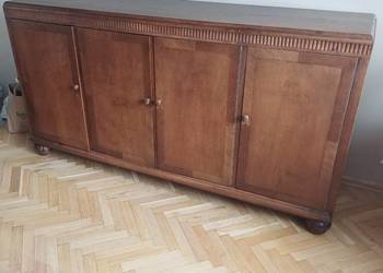 Używany, Komoda dębowa z 1958r, stół drewniany lity, 6 krzeseł skórzanych na sprzedaż  Bydgoszcz