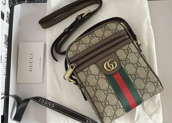 Torebka męska saszetka nerka Gucci monogram Ophidia brązowa skóra na pasku na sprzedaż  Kraków