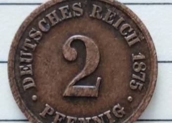 Moneta 2 pfenigi 1875 B Cesarstwo Niemieckie na sprzedaż  Żary