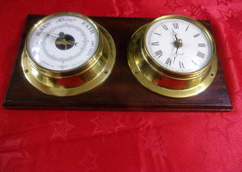 Barometr + Zegar Made in England w obudowie z mosiądzu na sprzedaż  Warszawa