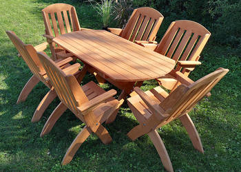 Używany, Komplet mebli 6 krzeseł + stół owalny, typ X lamel nr 2 na sprzedaż  Kalety