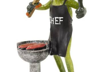 Używany, Śmieszna figurka żabka szef kuchni kucharz przy grillu na sprzedaż  Limanowa
