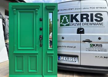 Drzwi ZEWNĘTRZNE drewniane dwuskrzydłowe ANGIELSKIE SCHLAGE na sprzedaż  Gdańsk