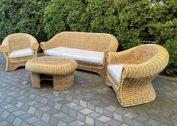 Komplet rattanowy do ogrodu – kanapa + 2 fotele + stolik | Styl i wygoda! na sprzedaż  Raszyn
