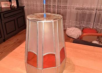 Witrażowa lampa wiszaca z 1956 roku firmy Kamenický Šenov  recznie robiona na sprzedaż  Lubań