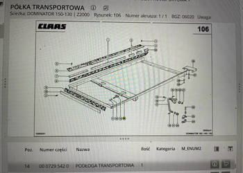 Używany, Claas Dominator 130-150 rama podsiewacza , podłoga trans. c… na sprzedaż  Jastrzębniki
