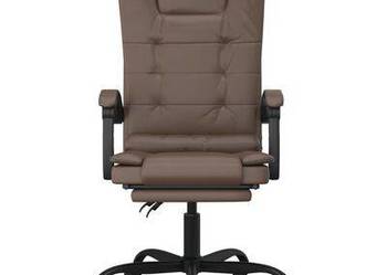 vidaXL Rozkładane, masujące krzesło biurowe, brązowe, sztuczna skóra, używany na sprzedaż  Warszawa