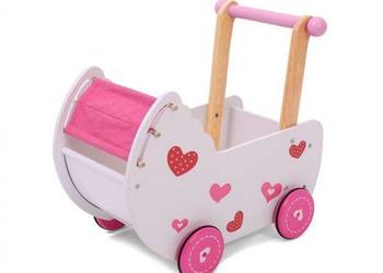 Wózek dla lalek drewniany z pościelą Ecotoys na sprzedaż  Bielsk Podlaski