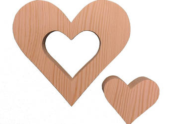 serce serduszko serca drewniane 3D grube 2 szt., używany na sprzedaż  Kraków