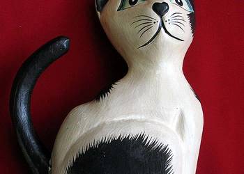 Używany, KOT - lekkie drewno - Stara Figurka rzeźba styl balijski - 17 x 13 x 6 cm na sprzedaż  Siedlce