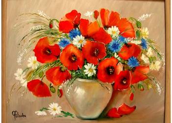 Polne kwiaty  obraz olejny 50-34cm w ramie dostępny na sprzedaż  Błonie