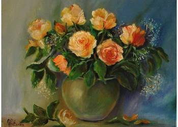 Różę obraz olejny 40-50cm dostępny na sprzedaż  Błonie