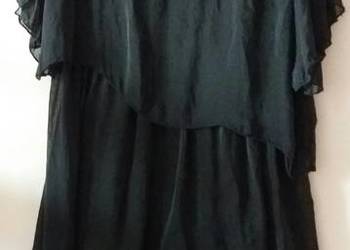 Sukienka jedwab naturalny czarna falbany z Włoch na sprzedaż  Białystok