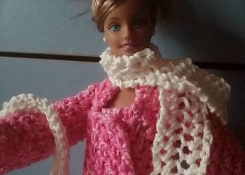Ubranko płaszcz różowy dla lalki Barbie szalik torba czapka na sprzedaż  Płock