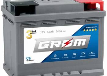 Akumulator Grom Premium 55Ah 540A DARMOWA WYMIANA, używany na sprzedaż  Stalowa Wola