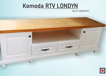 Biała Komoda 160` LONDYN rtv Blat Dębowy BEKAS Producent na sprzedaż  Włocławek