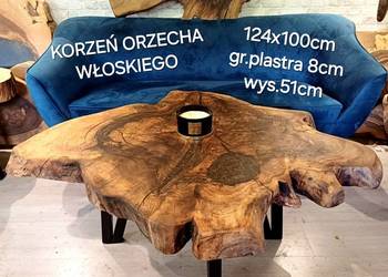 Stolik kawowy 124x100cm PIĘKNY OKAZ LIVE EDGE plaster drewna na sprzedaż  Śrem