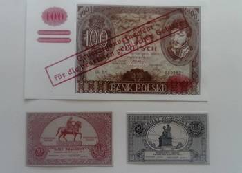 Używany, Banknot 100 zł 1934 r. Bilet zdawkowy 20 i 50 gr 1924 r. na sprzedaż  Mosina