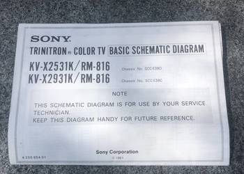 Diagram Schemat Sony Trinitron KV-X2531K / X2931K / RM-816 na sprzedaż  Poznań