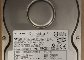(012) HDD Hitachi Deskstar IC35L030AVV207-0 ATA/IDE na sprzedaż  Łódź