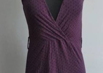 Używany, Fioletowa sukienka w kropki dekolt mbyM retro vintage pin up na sprzedaż  Krosno