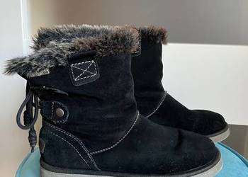 Używany, Czarne buty skórzane śniegowce Tamaris zamsz 38 na sprzedaż  Nisko