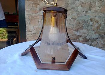 Duża elegancka lampa wisząca - ABC Design - drewno + szkło, używany na sprzedaż  Szczyrk