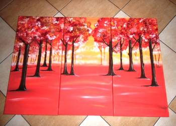 3x obrazy olej na płótnie &quot; WIOSENNY PARK &quot; wym.3x 30x60 cm na sprzedaż  Warszawa