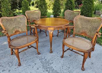Stół + 4 fotele - komplet mebli w stylu chippendale na sprzedaż  Szczecin