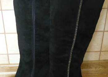 Buty kozaczki zamszowe czarne I, używany na sprzedaż  Myszków