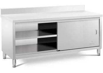 Stół przyścienny z szafką z drzwiami suwnymi Royal Catering 200 x 60 cm na sprzedaż  Pszczyna