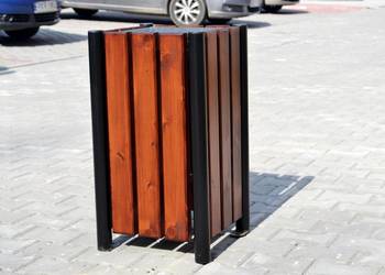 Kosz na śmieci odpadki uliczny drewniany stalowy 35l W094 na sprzedaż  Busko-Zdrój