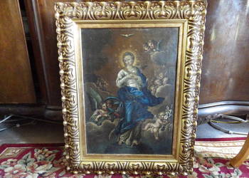 Stary obraz, Matka Boska z aniołami, Jan Misiewicz 1845 rok, używany na sprzedaż  Łódź