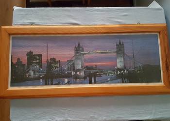 Obraz TOWER BRIDGE duży drewniana rama, z puzzli, oprawiony na sprzedaż  Złotniki